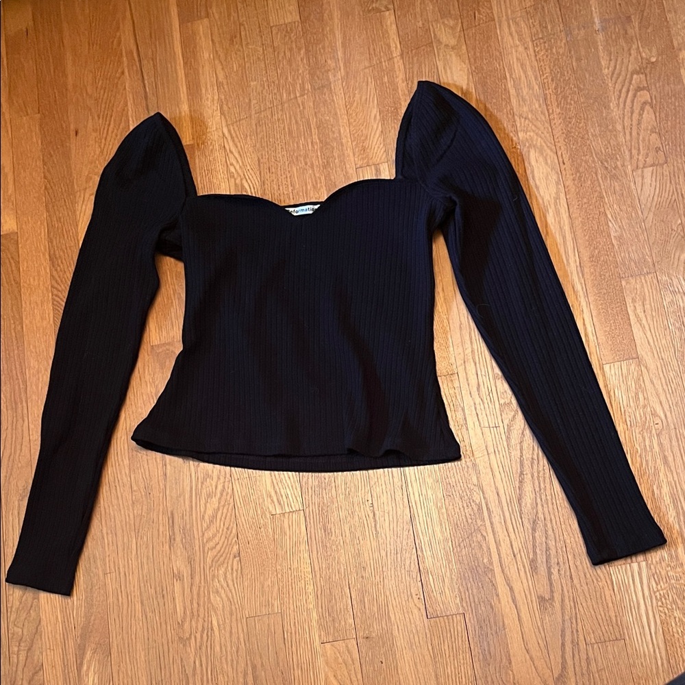 Reformation Black October Ribbed Long Sleeve Top - Picture 3 of 8